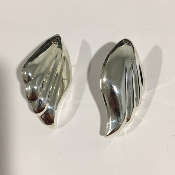 Sterling Silver Women's Angle Wings Earrings - Picture 2 of 4
